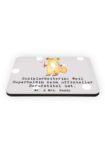 Mr. & Mrs. Panda magnet Sozialarbeiterin Heldin mit Spruch in Grau Pastell