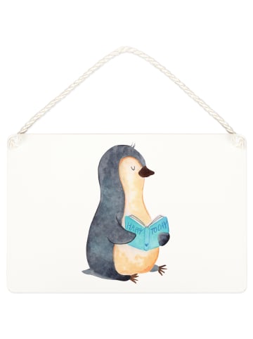 Mr. & Mrs. Panda Deko Schild Pinguin Buch ohne Spruch in Weiß