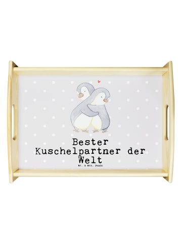 Mr. & Mrs. Panda Serviertablett Pinguin Bester Kuschelpartner de... in Grau Pastell