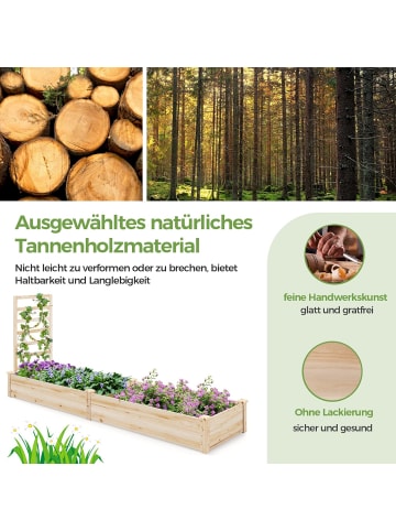 COSTWAY Hochbeet mit Rankgitter in Beige