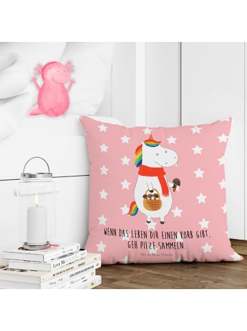 Mr. & Mrs. Panda 40x40 Kissen Einhorn Pilz mit Spruch in Rot Pastell