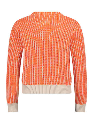 BETTY & CO Strickpullover mit Strickdetails in Cream/Orange
