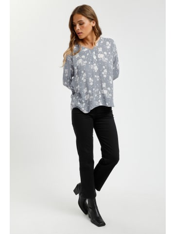 Kaffe Langarm-Bluse KAfloa Regular fit in Blue / Chalk Big Flower Print