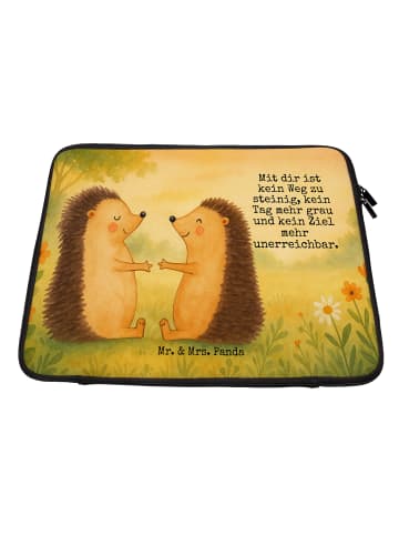 Mr. & Mrs. Panda Laptop Hülle Igel Liebe Design mit Spruch in Weiß