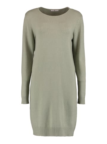Hailys Lockeres Langarm Strickkleid Long Shirt Dress in Grün