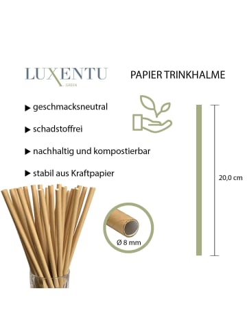 LUXENTU 100er Set Papier-Trinkhalme Jumbo 20 cm