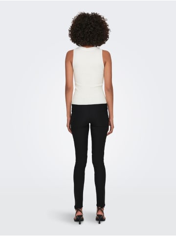 JACQUELINE de YONG Geripptes Stricktop ohne Ärmel mit Rundhalsausschnitt in Weiß