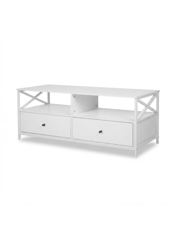 relaxdays TV-Lowboard in Weiß - (B)120 x (H)50 x (T)40 cm
