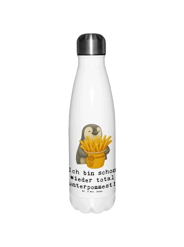 Mr. & Mrs. Panda Trinkflasche Edelstahl Pinguin Pommes Eimer mit... in Weiß
