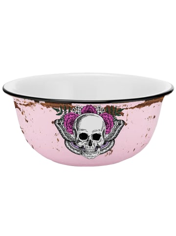 Geda Labels Müslischale Lady Skull Emaille-Optik in Rosa - 600 ml