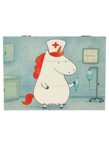 Mr. & Mrs. Panda Holzkiste Einhorn Krankenschwester Design ohne ... in Weiß