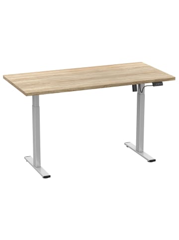 VCM  Schreibtisch Lona elektrisch verstellbar 140 x 50 in Silber / Sonoma-Eiche