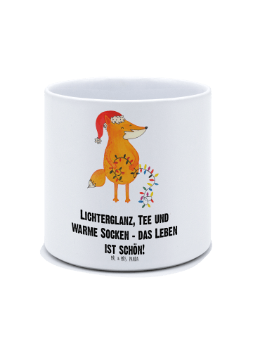 Mr. & Mrs. Panda Blumentopf Fuchs Weihnachten mit Spruch in Weiß