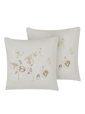 Beliani 2er-Set Dekokissen GOMPHRENA in Beige/Gold