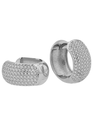 Adeliás Damen Ohrringe – Klappcreole aus 925 Silber mit Zirkonia in silber