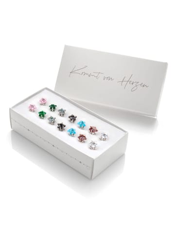 Himmelsflüsterer  Stern-Kristall-Ohrstecker-Set "7 Days" in Geschenkbox in Multicolor