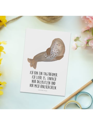 Mr. & Mrs. Panda Grußkarte Robbe Lachen mit Spruch in Weiß