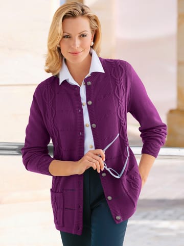 WITT WEIDEN Ajourstrickjacke in pflaume
