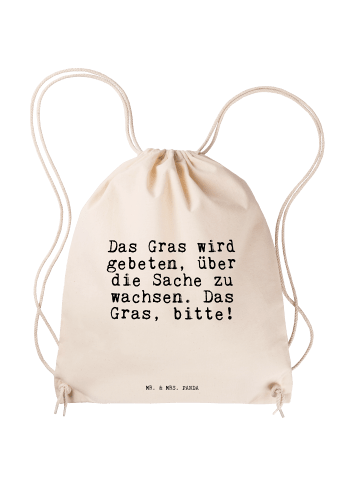 Mr. & Mrs. Panda Sportbeutel Das Gras wird gebeten,... mit Spruch in Creme