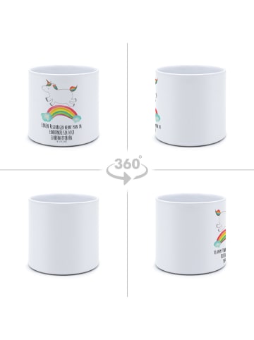 Mr. & Mrs. Panda Pflanzkübel Einhorn Regenbogen mit Spruch in Weiß