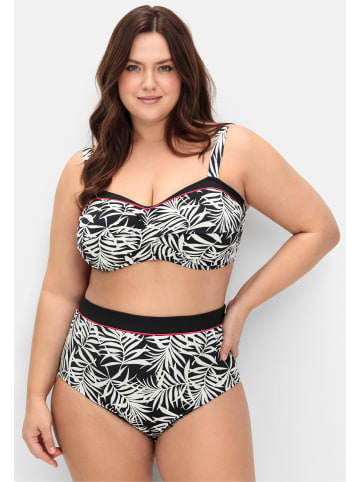 sheego Highwaist-Bikini-Hose in schwarz bedruckt