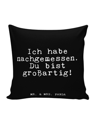 Mr. & Mrs. Panda Kissen Ich habe nachgemessen. Du... mit Spruch in Schwarz