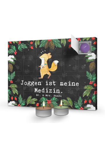 Mr. & Mrs. Panda Kerzen Adventskalender Fuchs Joggen mit Spruch in Kreidetafel