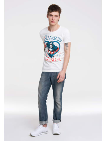 Logoshirt T-Shirt Marvel - Captain America - Boyfriend in altweiss