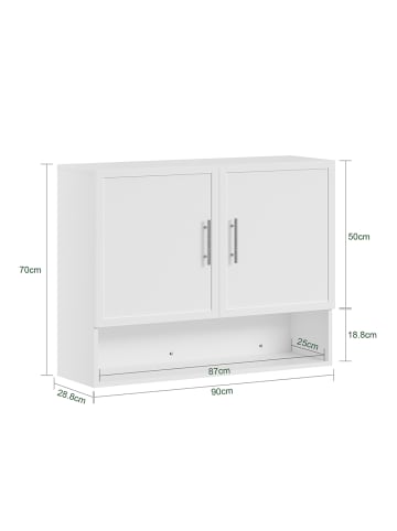 SoBuy Wandschrank in Reinweiß - (W) 70 x (H) 28.5 x (L) 90 cm