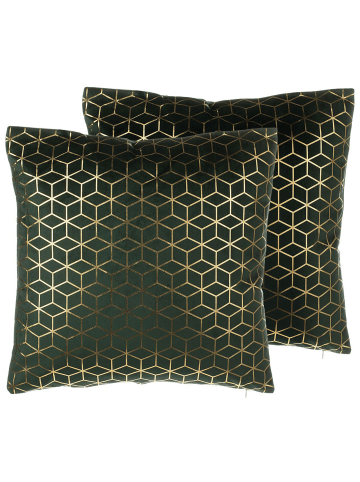 Beliani 2er-Set Dekokissen CELOSIA in Grün/Gold