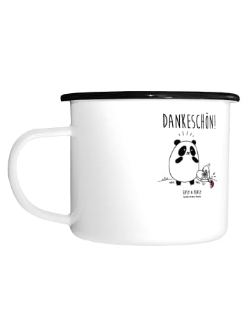 Mr. & Mrs. Panda Camping Tasse Panda Dankeschön mit Spruch in Weiß