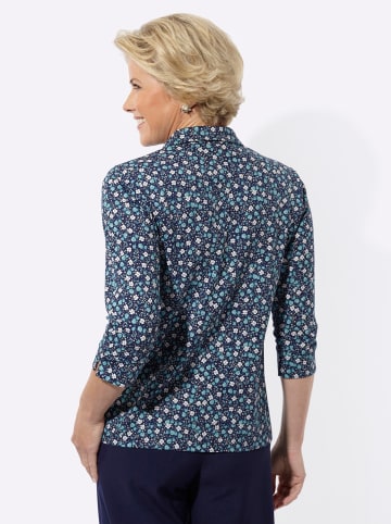 WITT WEIDEN Poloshirt in marine-türkis-bedruckt