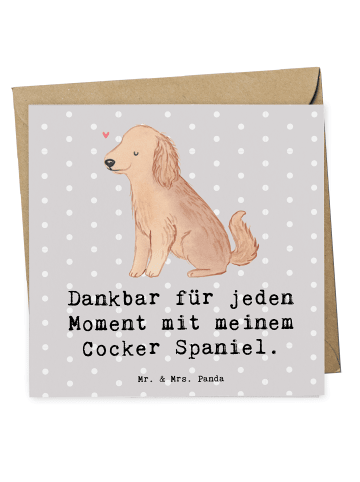 Mr. & Mrs. Panda Einladungskarte Blümchener Spaniel Moment mit Spruch in Grau Pastell