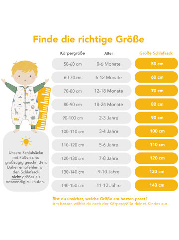 Schlummersack Schlafsack mit Füßen, 3.5 TOG in Grün