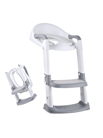 relaxdays Kinder-Toilettensitz in Grau/ Weiß - (B)35 x (H)39–45 x (T)44 cm