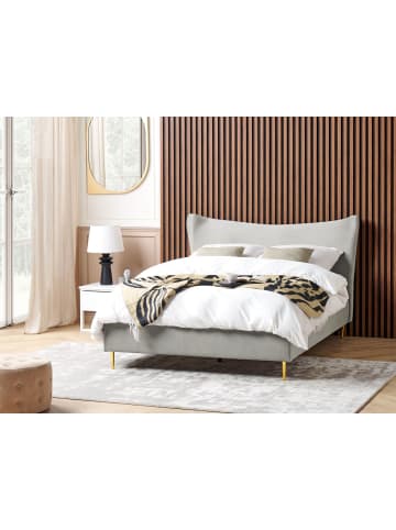 Beliani 2-tlg Doppelbett CHALEIX in Grau/Gold
