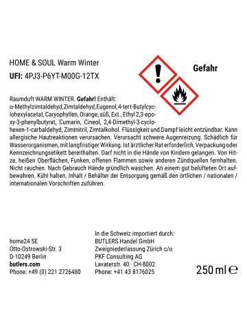 Butlers Raumduft HOME & SOUL X Warm Winter in Rot