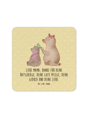 Mr. & Mrs. Panda Glasuntersetzer Bär Kind mit Spruch in Gelb Pastell