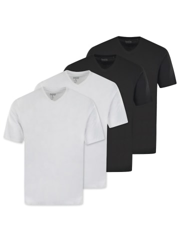 hajo T-Shirt 4er Pack in Schwarz / Weiß