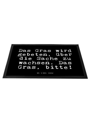 Mr. & Mrs. Panda Fussmatte Das Gras wird gebeten,... mit Spruch in Schwarz