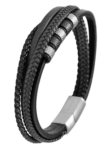 Adeliás Unisex Armband – Lederarmband aus Leder 23 cm in schwarz
