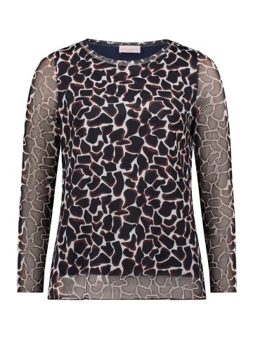Betty Barclay Langarm-Shirt mit Animalprint in Dark Blue/Brown