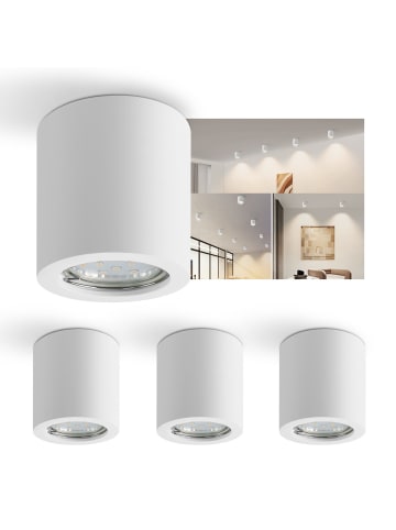 ZMH 4er-Set Deckenleuchte in weiß 1-flammige GU10 rund Aufbauspot aus Gips