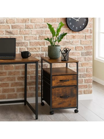 relaxdays Rollcontainer in Braun/ Schwarz - (B)40 x (H)68 x (T)40 cm