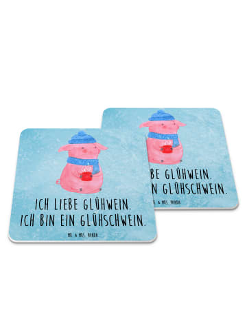 Mr. & Mrs. Panda Untersetzer Schwein Glühwein mit Spruch in Eisblau