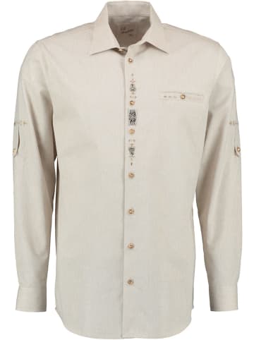 OS-Trachten Trachtenhemd Rimeda in mittelbeige