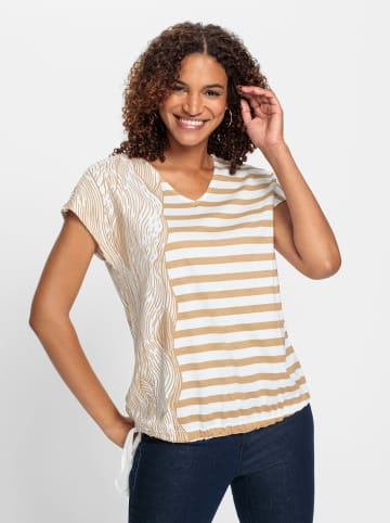 WITT WEIDEN Shirt in camel-ecru-bedruckt