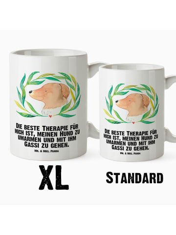 Mr. & Mrs. Panda Keramiktasse Hund Blumen mit Spruch in Weiß