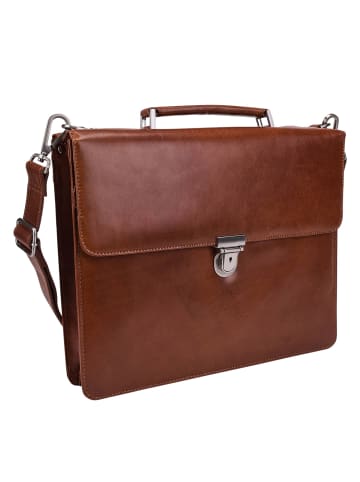 Leonhard Heyden Cambridge Aktentasche Leder 38 cm Laptopfach cognac