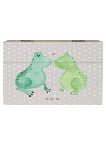 Mr. & Mrs. Panda Holzkiste mit Deckel Frosch Liebe ohne Spruch in Grau Pastell